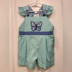 🦋 Zuccini Kids Butterfly Overall Romper – Mint Blue | 2T | NWT